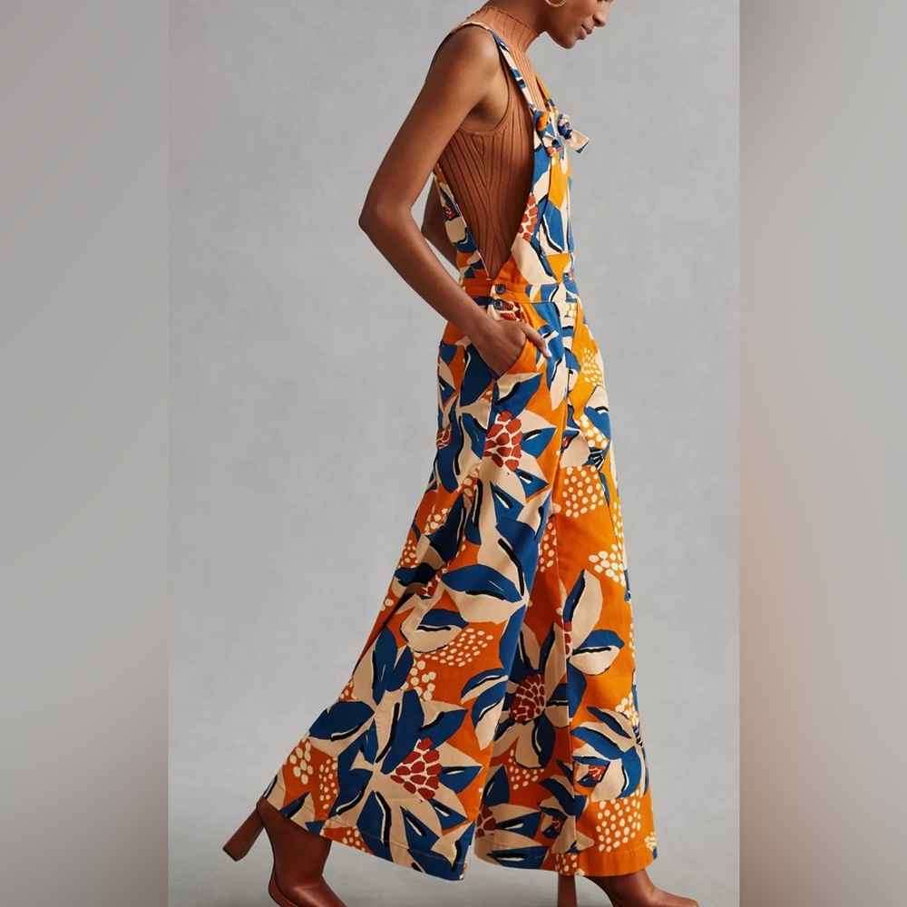 Farm Rio Deep V-Neck Wide Leg Jumpsuit